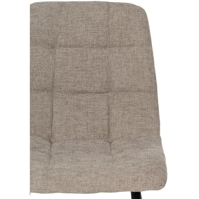 Chaise moderne scandinave Tissu Taupe Matelassé Métal Noir Filina (Lot de 4) - 4