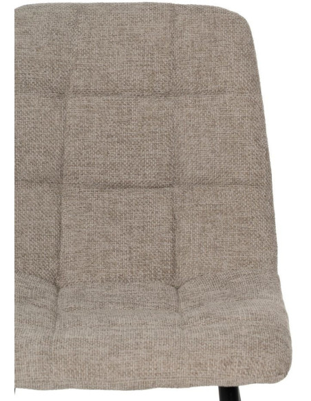 Chaise moderne scandinave Tissu Taupe Matelassé Métal Noir Filina (Lot de 4) - 4