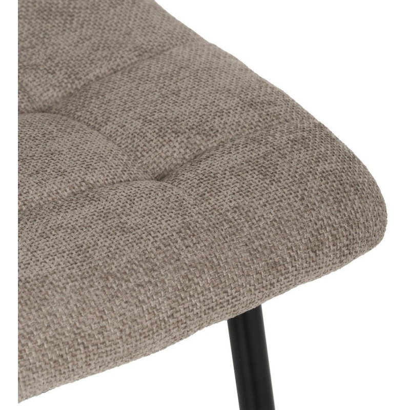 Chaise moderne scandinave Tissu Taupe Matelassé Métal Noir Filina (Lot de 4) - 6