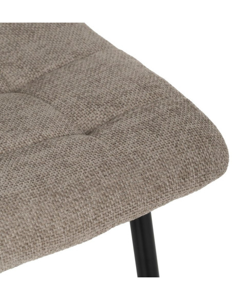 Chaise moderne scandinave Tissu Taupe Matelassé Métal Noir Filina (Lot de 4) - 6