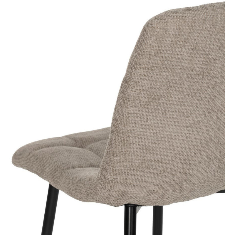 Chaise moderne scandinave Tissu Taupe Matelassé Métal Noir Filina (Lot de 4) - 7