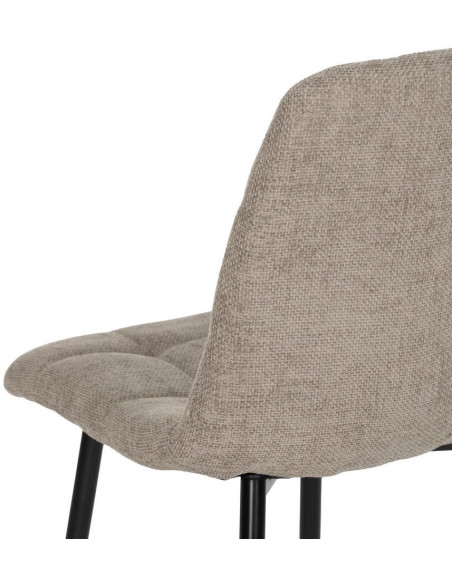 Chaise moderne scandinave Tissu Taupe Matelassé Métal Noir Filina (Lot de 4) - 7