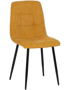 Chaise moderne scandinave Tissu Jaune Matelassé Métal Noir Filina (Lot de 4) - 1