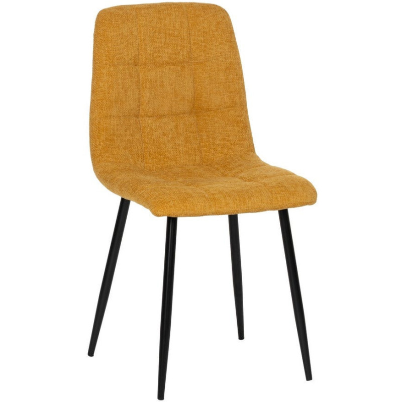 Chaise moderne scandinave Tissu Jaune Matelassé Métal Noir Filina (Lot de 4) - 1