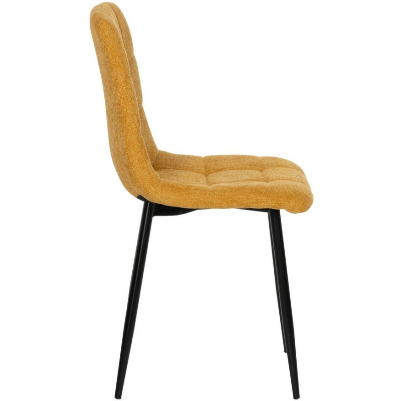 Chaise moderne scandinave Tissu Jaune Matelassé Métal Noir Filina (Lot de 4) - 2