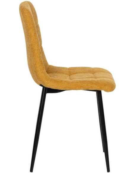 Chaise moderne scandinave Tissu Jaune Matelassé Métal Noir Filina (Lot de 4) - 2