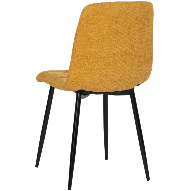 Chaise moderne scandinave Tissu Jaune Matelassé Métal Noir Filina (Lot de 4) - 3