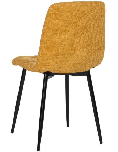 Chaise moderne scandinave Tissu Jaune Matelassé Métal Noir Filina (Lot de 4) - 3