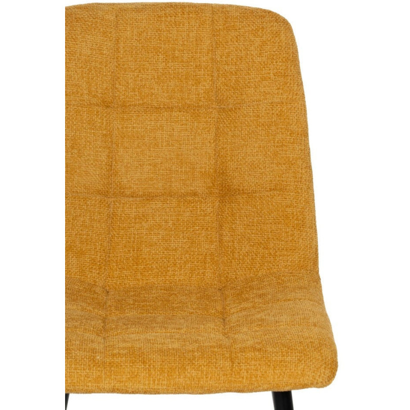 Chaise moderne scandinave Tissu Jaune Matelassé Métal Noir Filina (Lot de 4) - 4