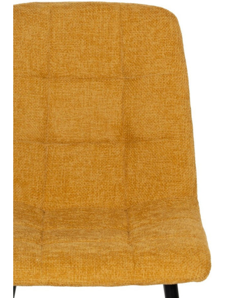 Chaise moderne scandinave Tissu Jaune Matelassé Métal Noir Filina (Lot de 4) - 4