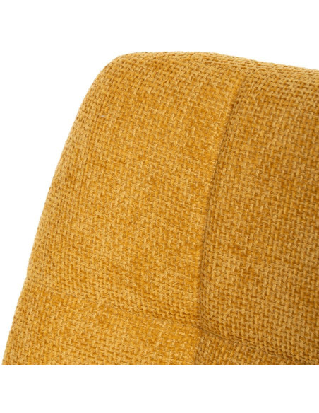 Chaise moderne scandinave Tissu Jaune Matelassé Métal Noir Filina (Lot de 4) - 5