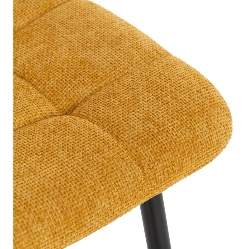 Chaise moderne scandinave Tissu Jaune Matelassé Métal Noir Filina (Lot de 4) - 6