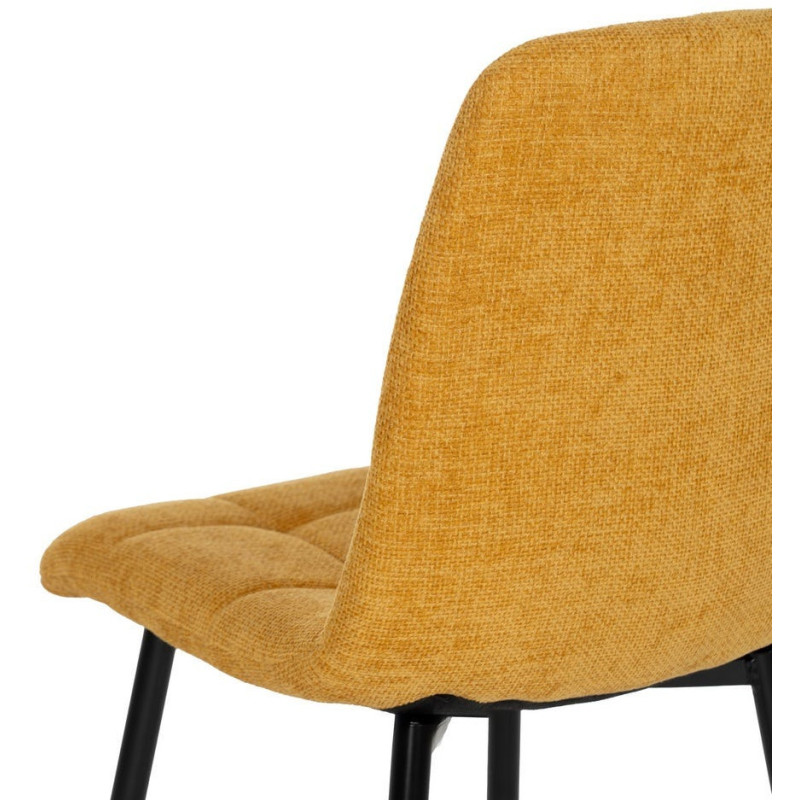Chaise moderne scandinave Tissu Jaune Matelassé Métal Noir Filina (Lot de 4) - 7
