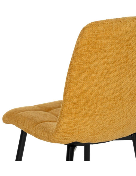 Chaise moderne scandinave Tissu Jaune Matelassé Métal Noir Filina (Lot de 4) - 7