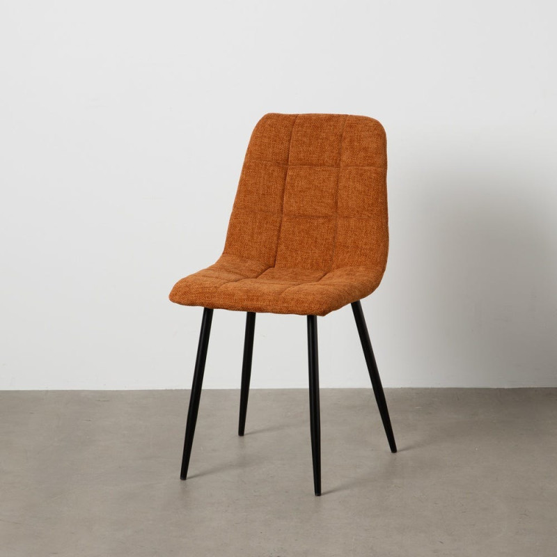 Chaise moderne scandinave Tissu Terracotta Matelassé Métal Noir Filina (Lot de 4) - 10