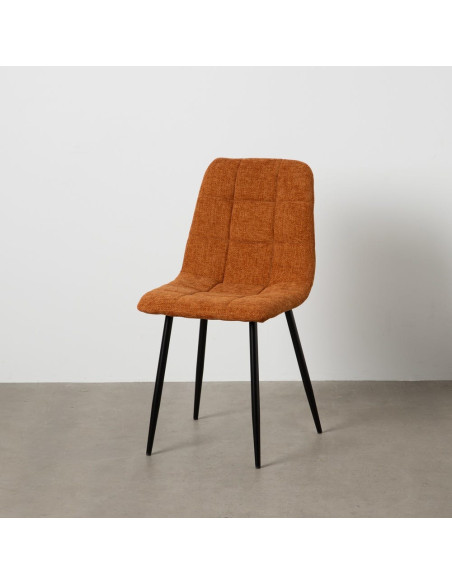 Chaise moderne scandinave Tissu Terracotta Matelassé Métal Noir Filina (Lot de 4) - 10