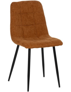 Chaise moderne scandinave Tissu Terracotta Matelassé Métal Noir Filina (Lot de 4) - 1