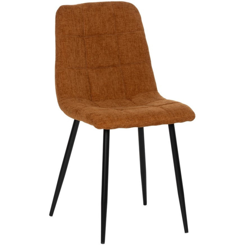 Chaise moderne scandinave Tissu Terracotta Matelassé Métal Noir Filina (Lot de 4) - 1