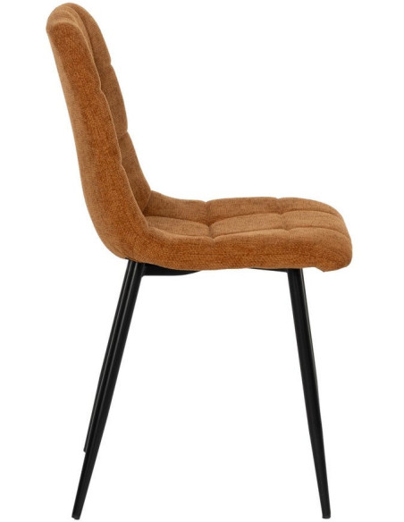Chaise moderne scandinave Tissu Terracotta Matelassé Métal Noir Filina (Lot de 4) - 2