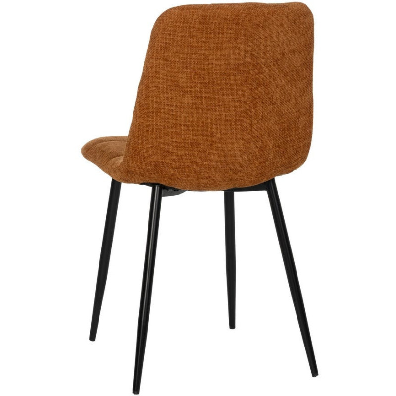 Chaise moderne scandinave Tissu Terracotta Matelassé Métal Noir Filina (Lot de 4) - 3