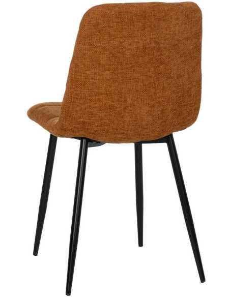 Chaise moderne scandinave Tissu Terracotta Matelassé Métal Noir Filina (Lot de 4) - 3