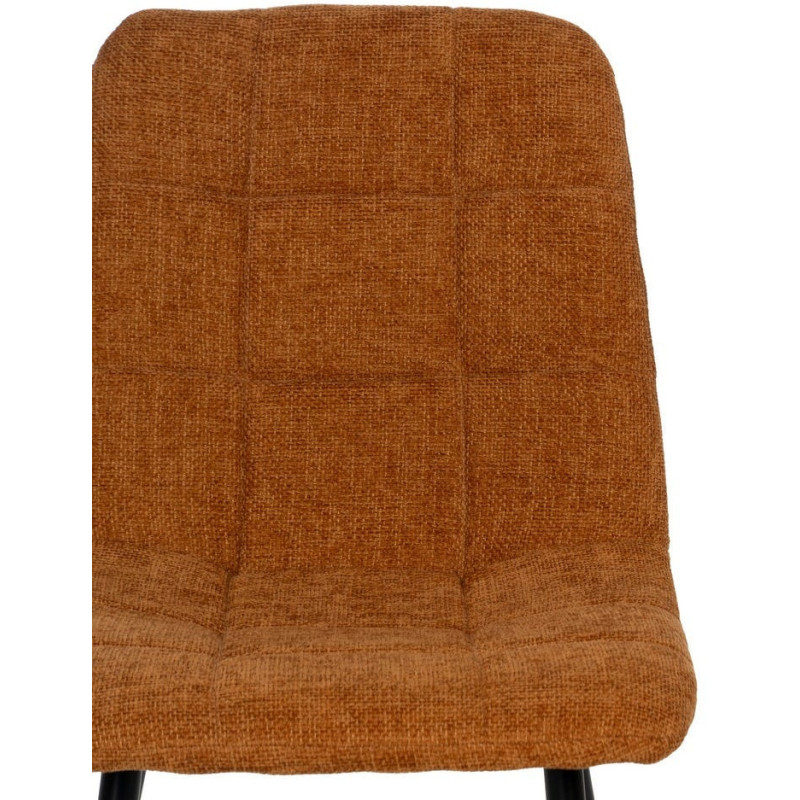 Chaise moderne scandinave Tissu Terracotta Matelassé Métal Noir Filina (Lot de 4) - 4