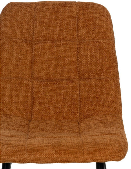 Chaise moderne scandinave Tissu Terracotta Matelassé Métal Noir Filina (Lot de 4) - 4