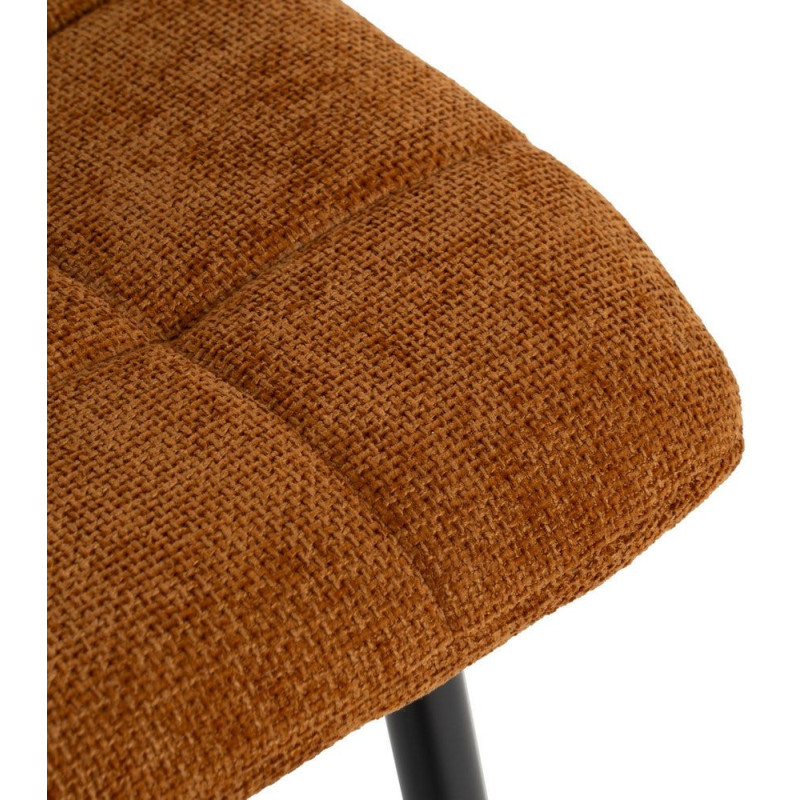 Chaise moderne scandinave Tissu Terracotta Matelassé Métal Noir Filina (Lot de 4) - 6