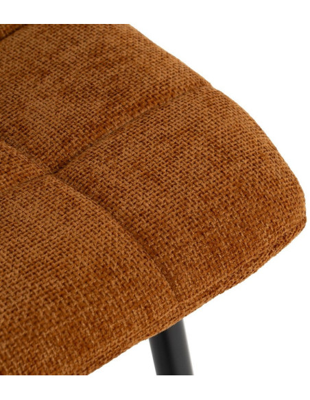 Chaise moderne scandinave Tissu Terracotta Matelassé Métal Noir Filina (Lot de 4) - 6