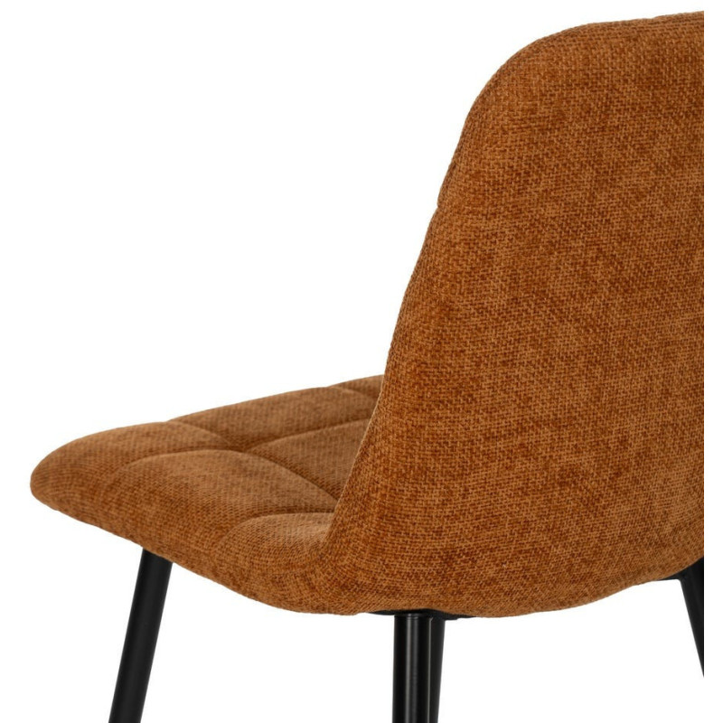 Chaise moderne scandinave Tissu Terracotta Matelassé Métal Noir Filina (Lot de 4) - 7