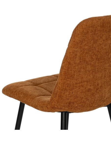 Chaise moderne scandinave Tissu Terracotta Matelassé Métal Noir Filina (Lot de 4) - 7