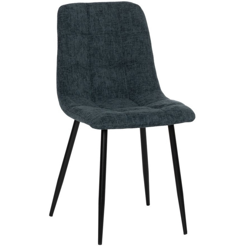 Chaise moderne scandinave Tissu Bleu Matelassé Métal Noir Filina (Lot de 4) - 1