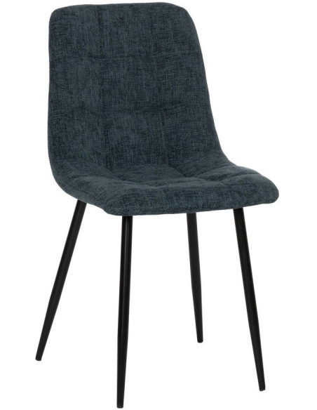 Chaise moderne scandinave Tissu Bleu Matelassé Métal Noir Filina (Lot de 4) - 1