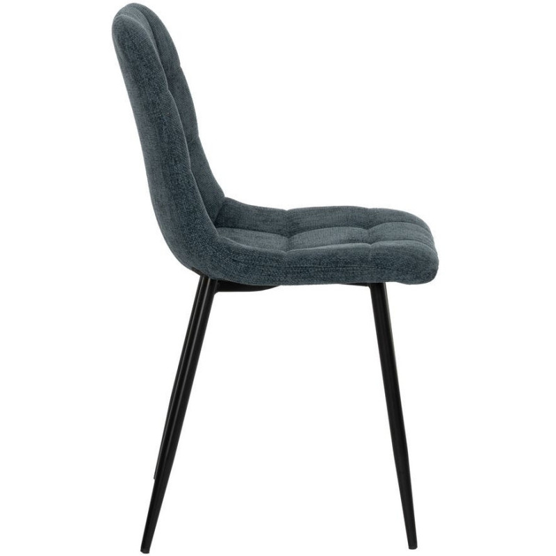 Chaise moderne scandinave Tissu Bleu Matelassé Métal Noir Filina (Lot de 4) - 2