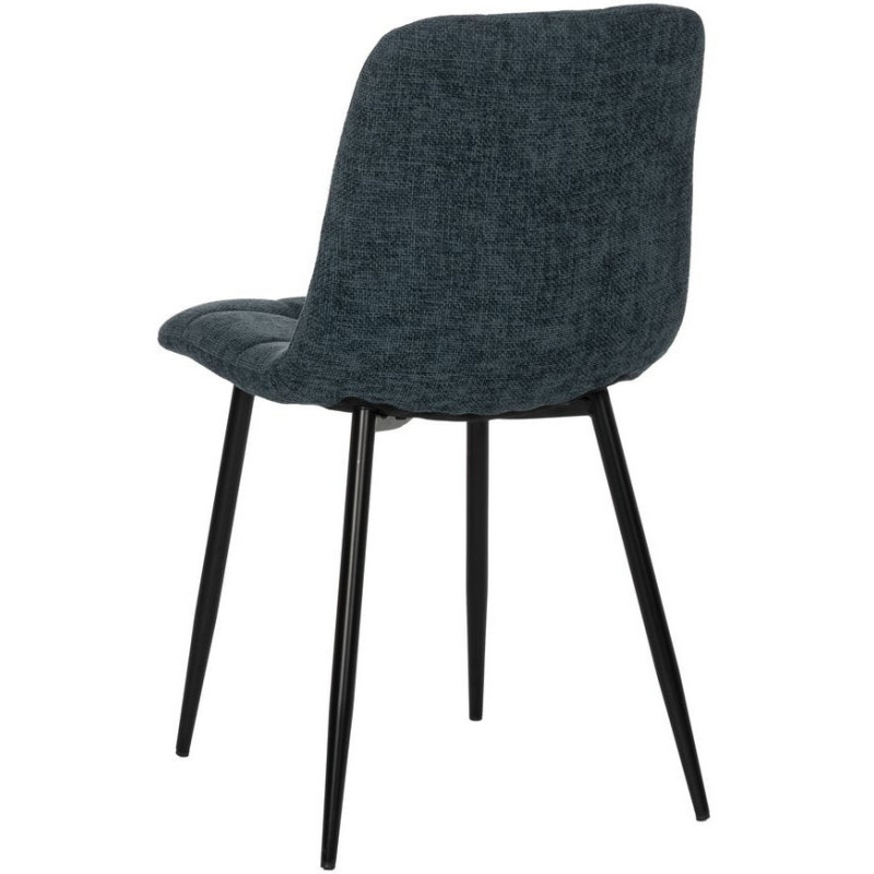 Chaise moderne scandinave Tissu Bleu Matelassé Métal Noir Filina (Lot de 4) - 3