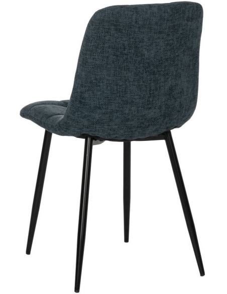Chaise moderne scandinave Tissu Bleu Matelassé Métal Noir Filina (Lot de 4) - 3