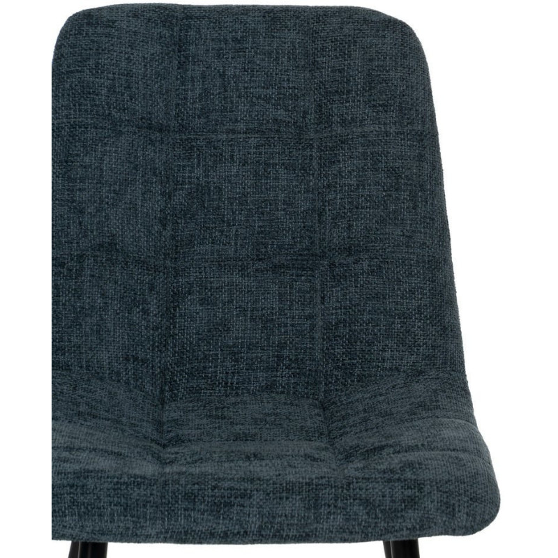 Chaise moderne scandinave Tissu Bleu Matelassé Métal Noir Filina (Lot de 4) - 4