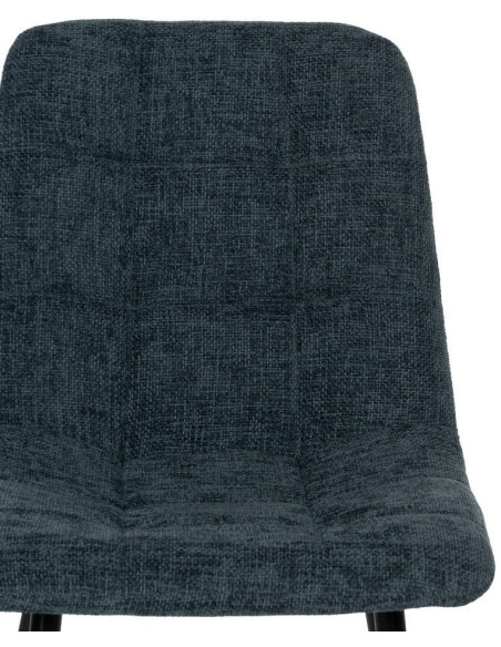 Chaise moderne scandinave Tissu Bleu Matelassé Métal Noir Filina (Lot de 4) - 4