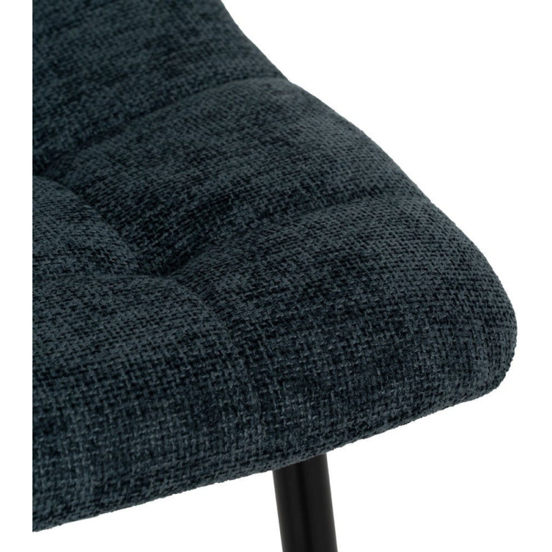 Chaise moderne scandinave Tissu Bleu Matelassé Métal Noir Filina (Lot de 4) - 6