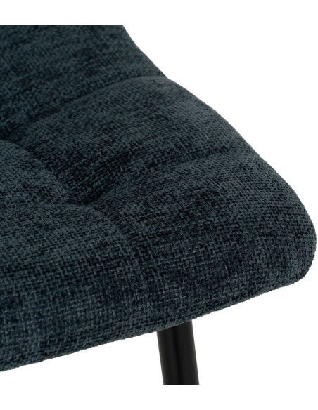 Chaise moderne scandinave Tissu Bleu Matelassé Métal Noir Filina (Lot de 4) - 6