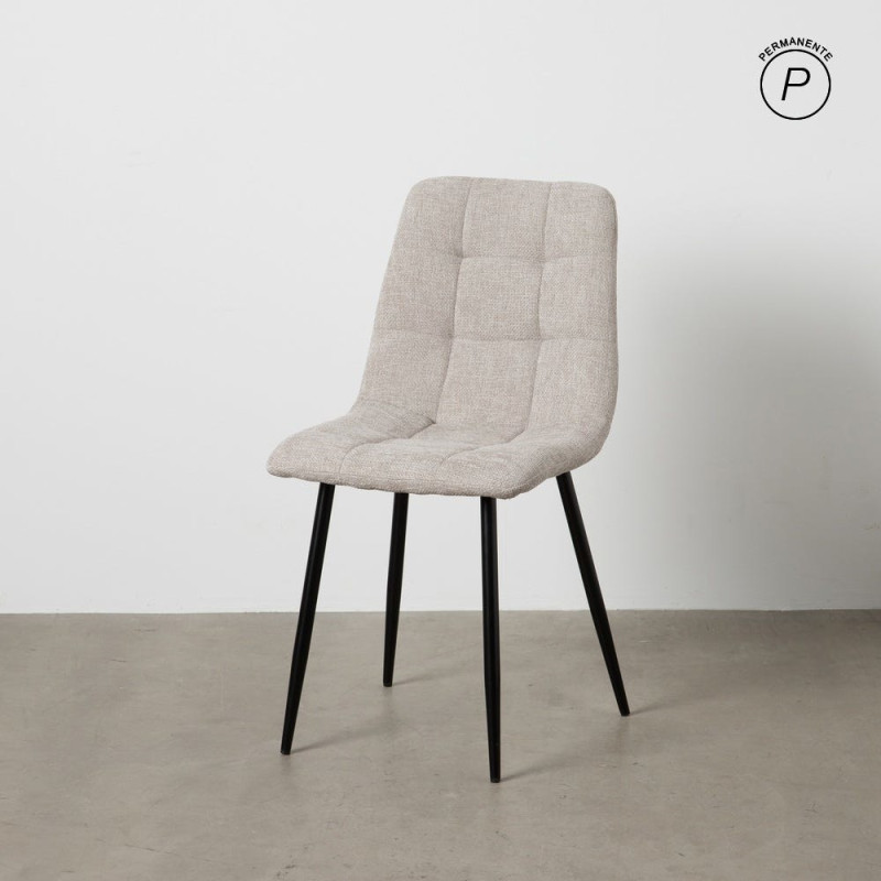 Chaise moderne scandinave Tissu Gris Matelassé Métal Noir Filina (Lot de 4) - 10