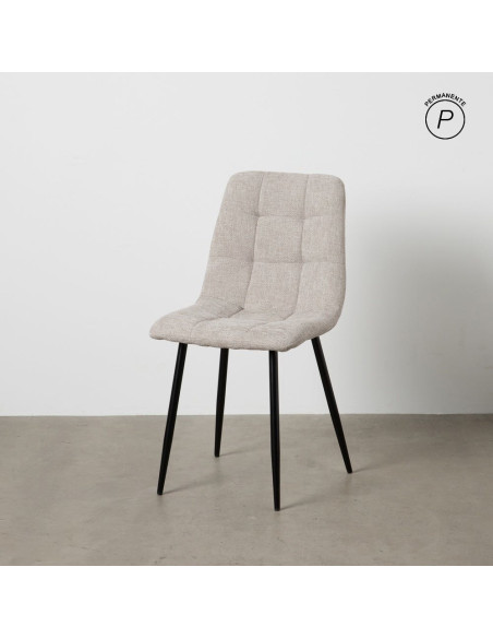 Chaise moderne scandinave Tissu Gris Matelassé Métal Noir Filina (Lot de 4) - 10