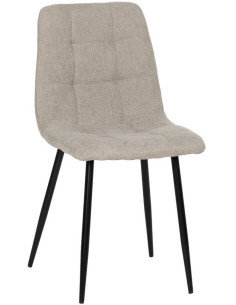 Chaise moderne scandinave Tissu Gris Matelassé Métal Noir Filina (Lot de 4) - 1