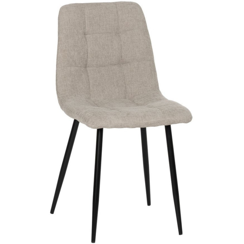 Chaise moderne scandinave Tissu Gris Matelassé Métal Noir Filina (Lot de 4) - 1