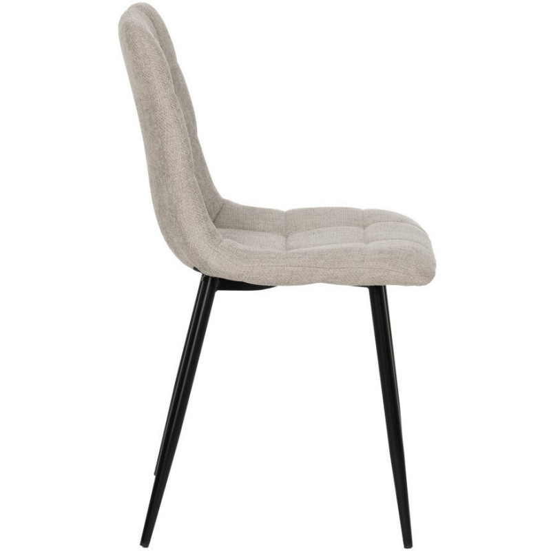 Chaise moderne scandinave Tissu Gris Matelassé Métal Noir Filina (Lot de 4) - 2