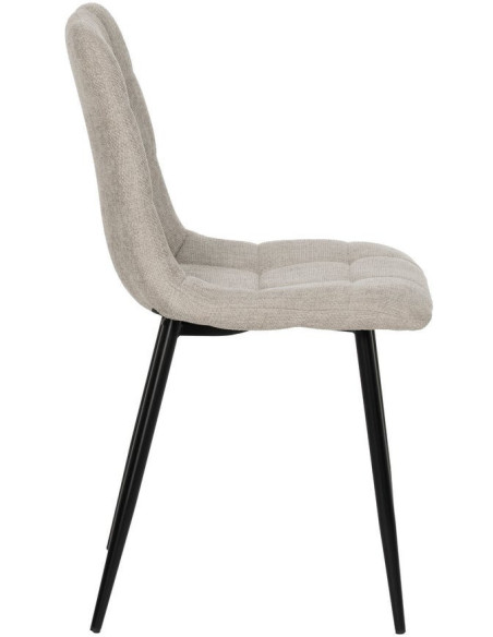 Chaise moderne scandinave Tissu Gris Matelassé Métal Noir Filina (Lot de 4) - 2