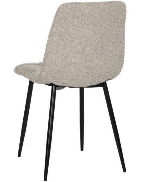 Chaise moderne scandinave Tissu Gris Matelassé Métal Noir Filina (Lot de 4) - 3