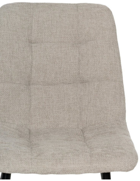 Chaise moderne scandinave Tissu Gris Matelassé Métal Noir Filina (Lot de 4) - 4