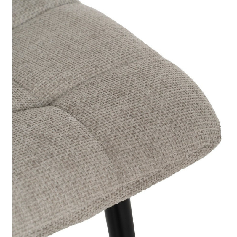 Chaise moderne scandinave Tissu Gris Matelassé Métal Noir Filina (Lot de 4) - 6