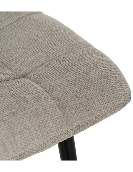 Chaise moderne scandinave Tissu Gris Matelassé Métal Noir Filina (Lot de 4) - 6